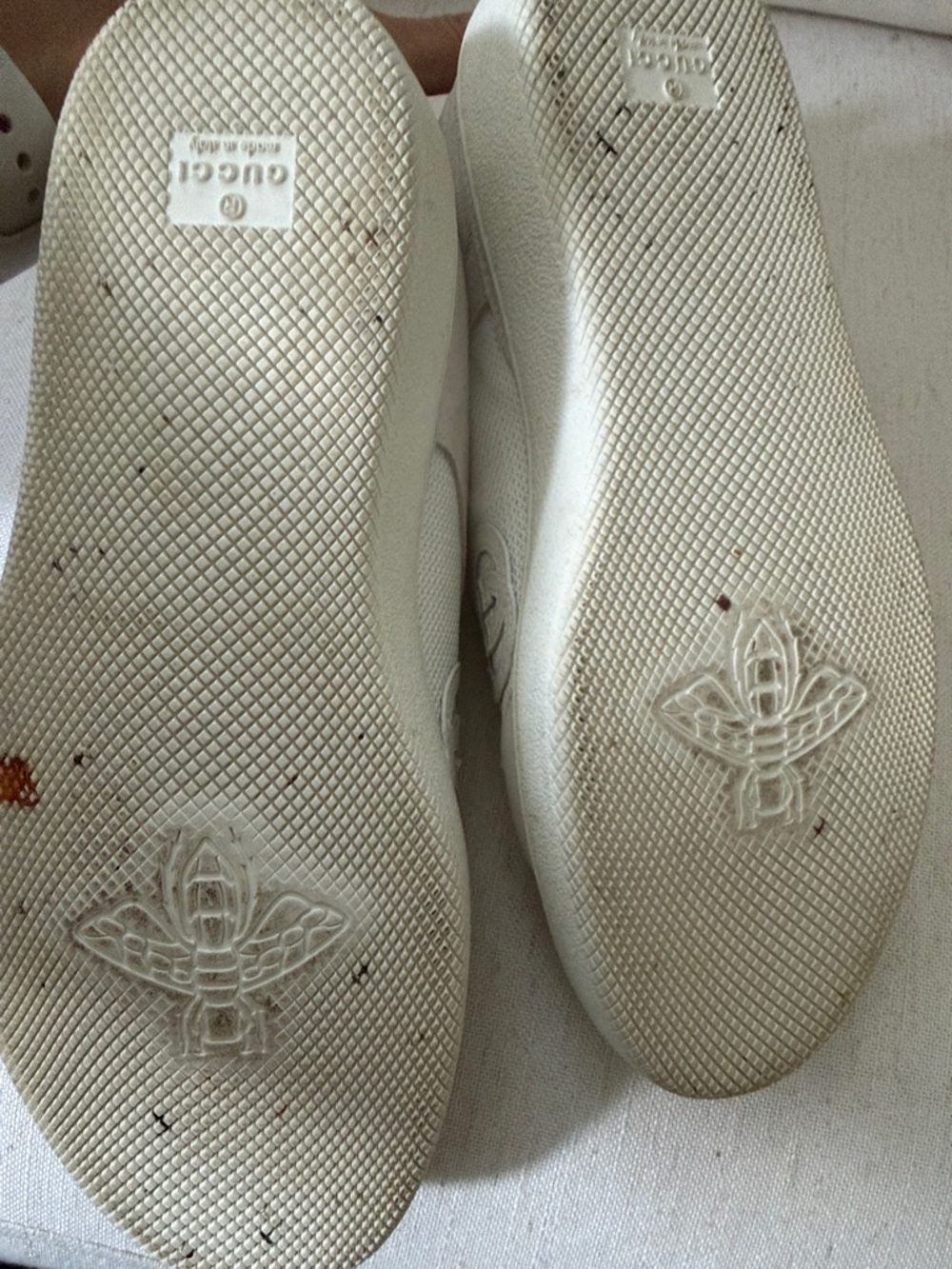 Gucci G75 Women’s Cream & Off-White Low-Top Leather Mesh Sneaker - Picture 13 of 15